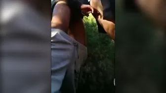 Silver daddies bareback fuck outdoors in nature