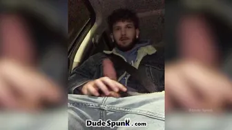 Hairy guy gets handjob from gay-for-pay uber driver in car