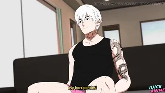 Cuñado hetero curioso seducido por musculoso héroe de hentai