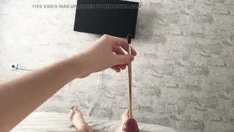 Skinny russian twink masturbates with urethral sounding brush