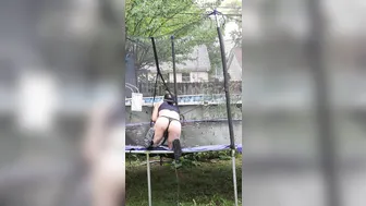 Cute femboy twink gives outdoor blowjob to big cock