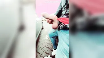 German twink cruising outdoors with big cock and penis ring
