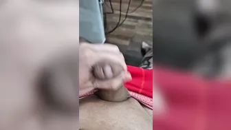 Solo twink jerking his big uncut cock to cumshot