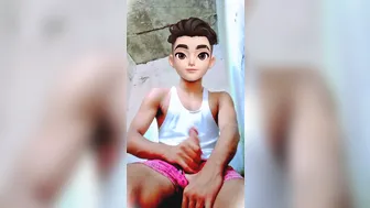 Twink de dezenove anos bate punheta com seu pau branco grande sozinho