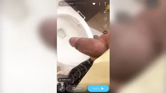 Twink strokes his big black cock in leather boots