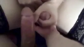 Amateur crossdresser gives blowjob and takes bareback anal