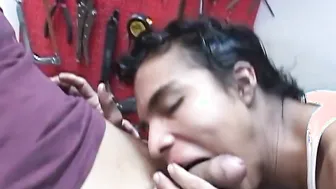 Latino twink sucks and rides his hung boyfriend's big cock
