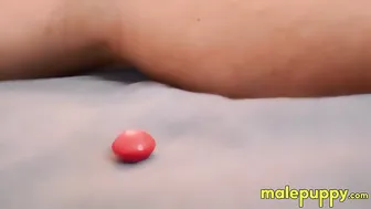 El gigante jeff drizzle se relaja mientras un diminuto intruso observa