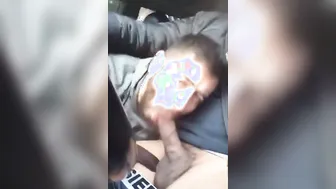 Twink gives roadside blowjob to big cock in car