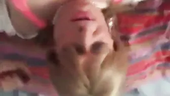 Amateur crossdresser shows intense face expressions during bareback...