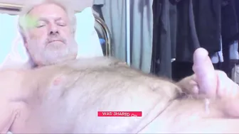 Bearded daddy stroking his cock until...