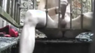 Homeless amateur with big cock masturbating solo