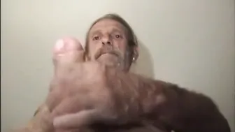 Hairy straight worker strips outdoors and strokes his big uncut cock