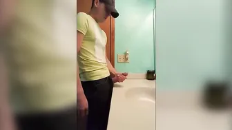 Latin hunk with big cock jerks off in bathroom