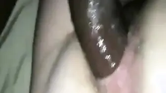 Black stud bareback fucks and breeds white amateur ass