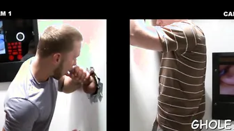 Um twink leva mamada num gloryhole