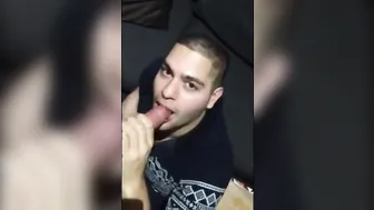 Twink friend gives amateur blowjob and takes facial cumshot