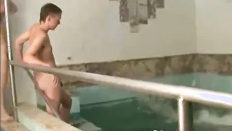 Trois minets s'amusent dans la piscine