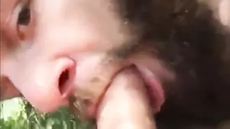 Foda a pelo ao ar livre de manhã com amadores