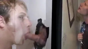 Mamada amateur en gloryhole con corrida de polla grande