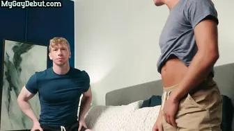 Handsome tattooed studs bareback after casting audition