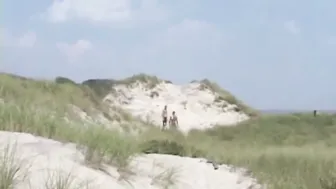 Papai urso bronzeado chupa pau numa praia isolada