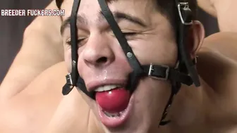 Zwei männer in harter bdsm-anal- und blowjob-session