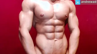 肌肉男同在 webcam 上自慰，独自业余表演