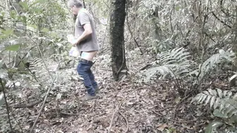 Latin twink masturbates and fingers his tight ass outdoors