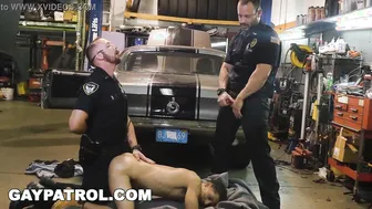 Gay patrol threesome with aggressive cops in uniform