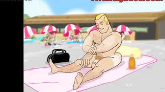 жаркая ебля самцов на пляже
