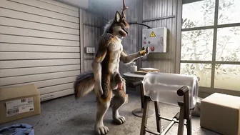 Lobo furry wooly se masturba con un fleshlight hasta correrse