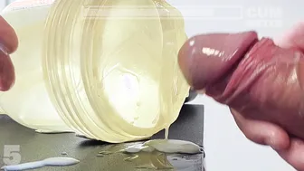 Twink's first cum compilation with condoms, fleshlight and slow-mot...