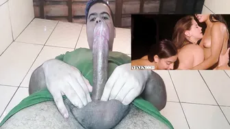 Interracial bbc handjob with deep throat and ass play